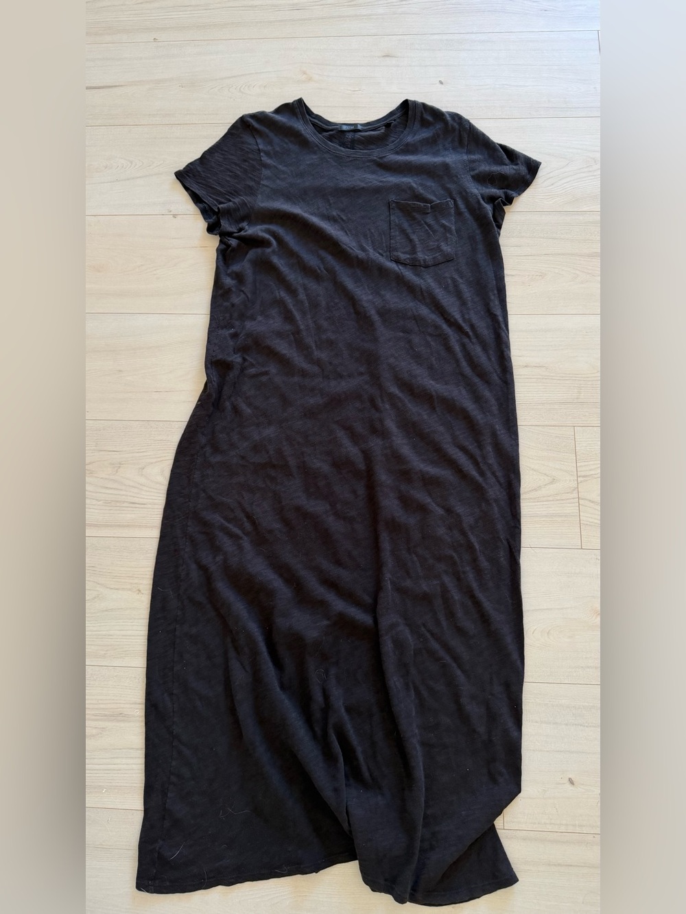 ATM Anthony Thomas Melillo Black Maxi T-Shirt Dress with Chest Pocket